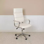 Fauteuil de bureau de direction pivotant contemporain en similicuir avec dossier haut