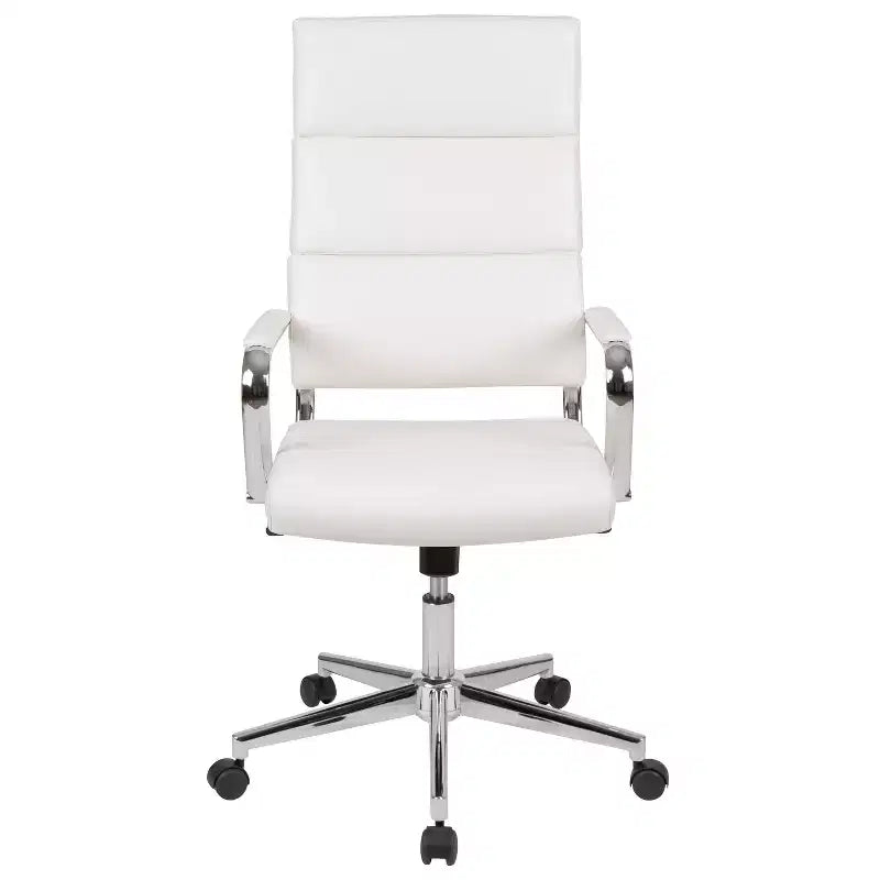 Fauteuil de bureau de direction pivotant contemporain en similicuir avec dossier haut