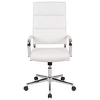 Fauteuil de bureau de direction pivotant contemporain en similicuir avec dossier haut