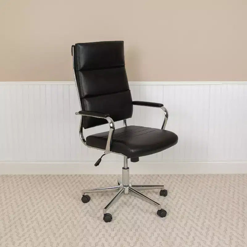 Fauteuil de bureau de direction pivotant contemporain en similicuir avec dossier haut