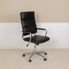 Fauteuil de bureau de direction pivotant contemporain en similicuir avec dossier haut