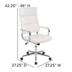 Fauteuil de bureau de direction pivotant contemporain en similicuir avec dossier haut