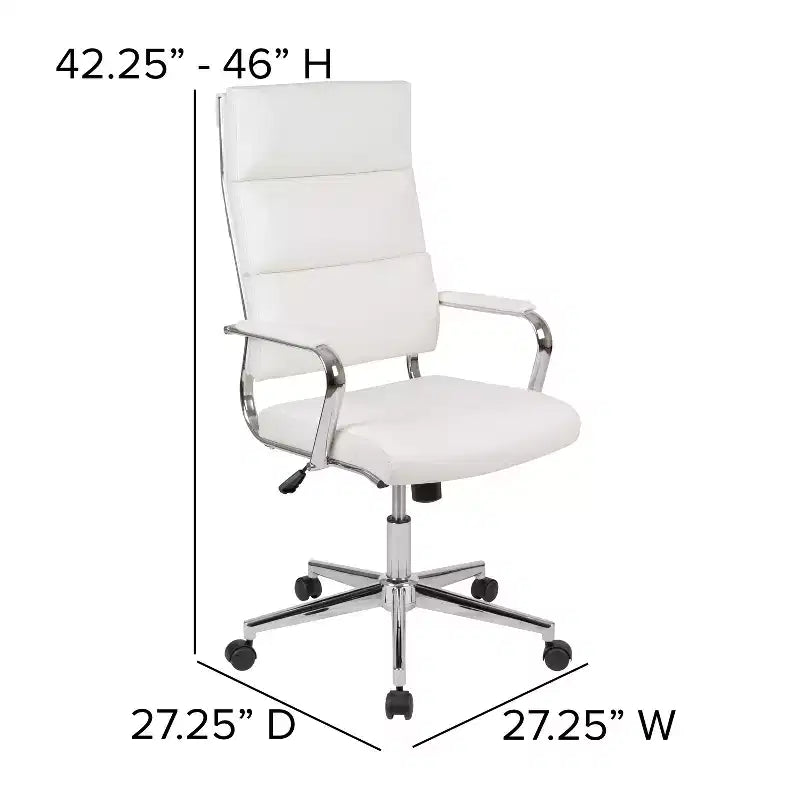 Fauteuil de bureau de direction pivotant contemporain en similicuir avec dossier haut