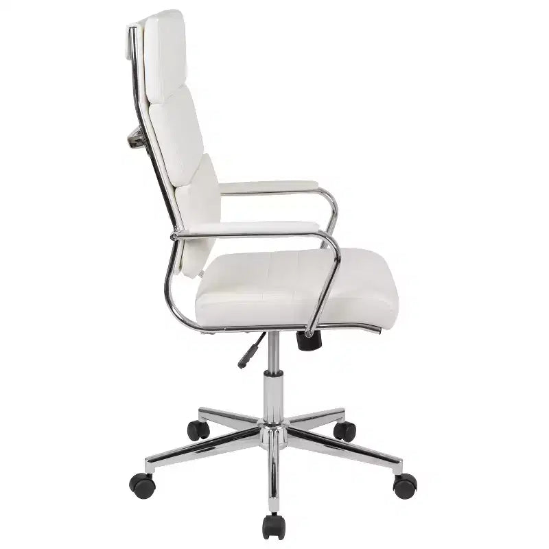 Fauteuil de bureau de direction pivotant contemporain en similicuir avec dossier haut
