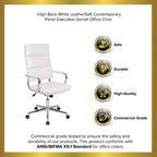 Fauteuil de bureau de direction pivotant contemporain en similicuir avec dossier haut