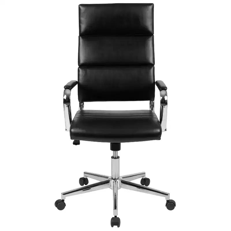 Fauteuil de bureau de direction pivotant contemporain en similicuir avec dossier haut