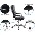 Fauteuil de bureau de direction pivotant contemporain en similicuir avec dossier haut