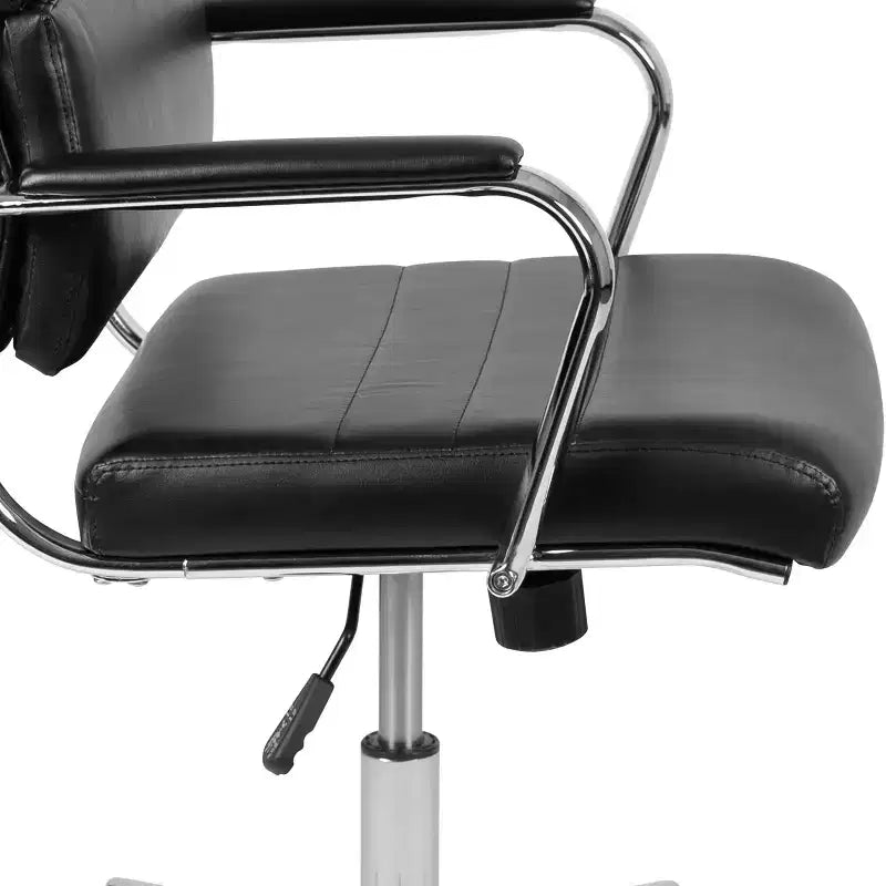 Fauteuil de bureau de direction pivotant contemporain en similicuir avec dossier haut