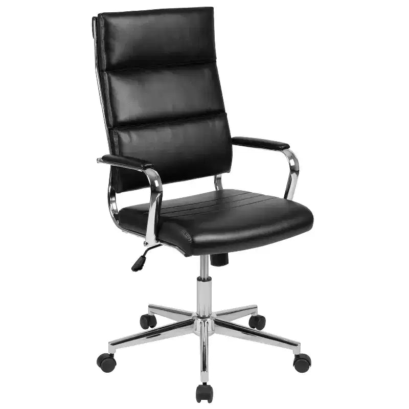 Fauteuil de bureau de direction pivotant contemporain en similicuir avec dossier haut