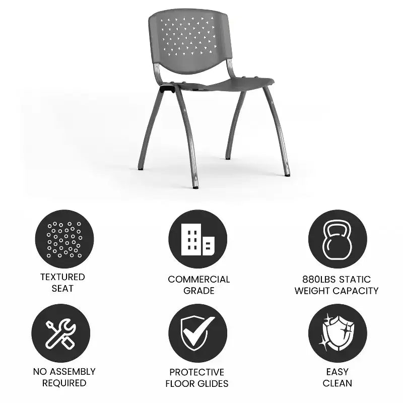 Chaise empilable en plastique pour la maison et le bureau avec dossier perforé – Chaise d'appoint