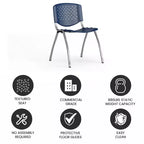 Chaise empilable en plastique pour la maison et le bureau avec dossier perforé – Chaise d'appoint