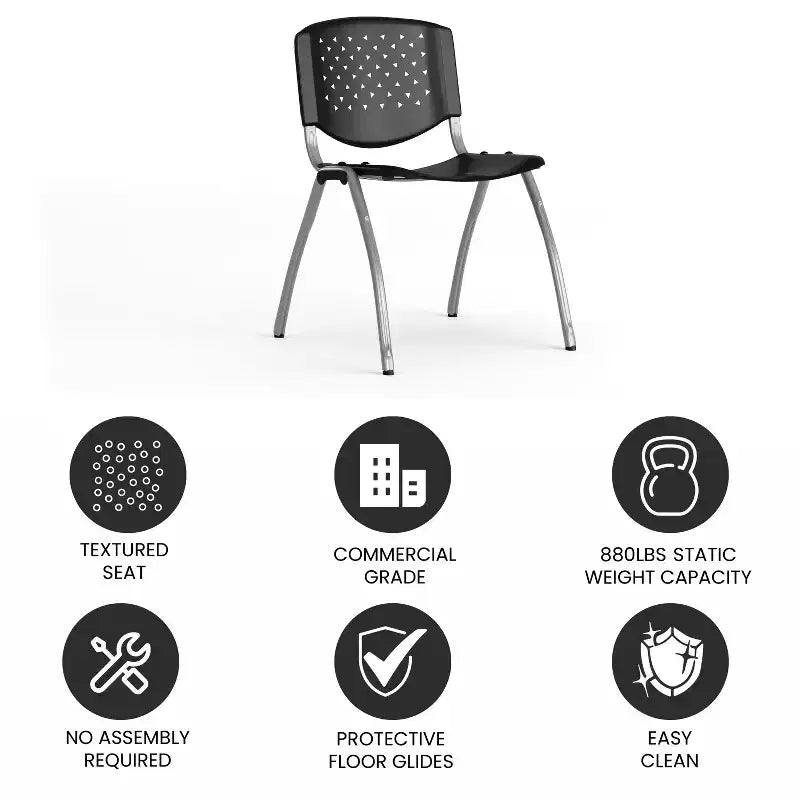 Chaise empilable en plastique pour la maison et le bureau avec dossier perforé – Chaise d'appoint