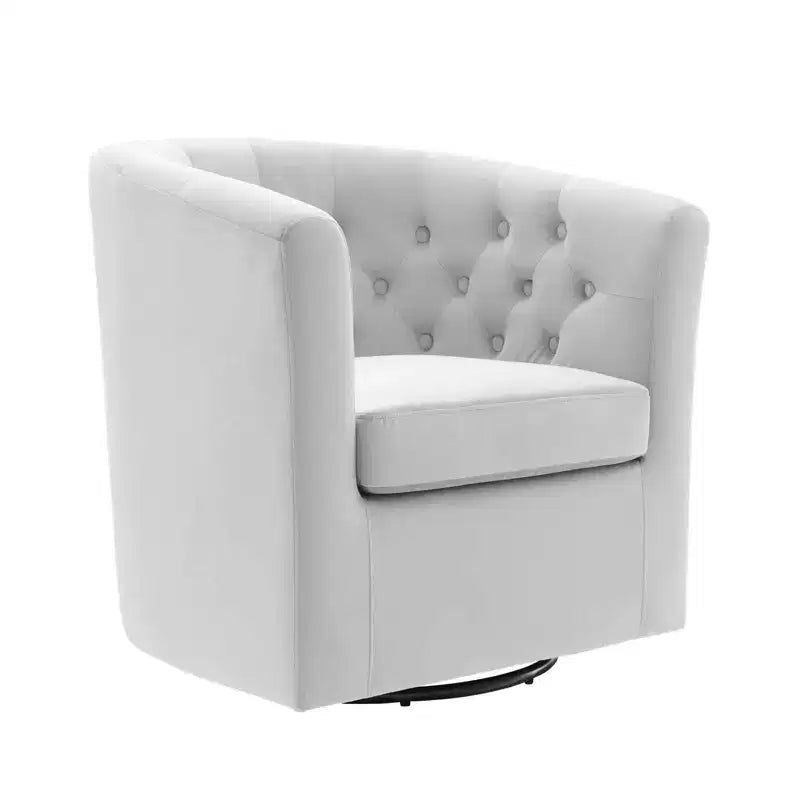 Fauteuil pivotant en velours capitonné Prospect