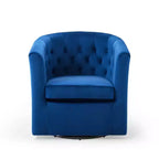 Fauteuil pivotant en velours capitonné Prospect