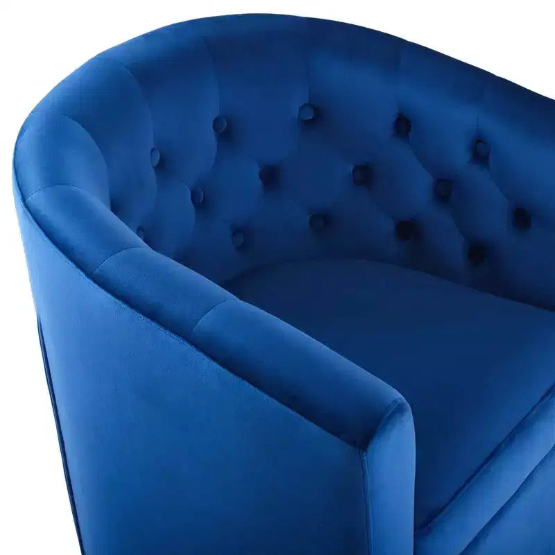 Fauteuil pivotant en velours capitonné Prospect