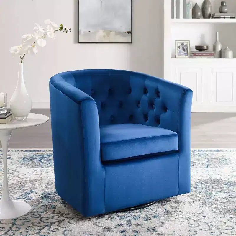 Fauteuil pivotant en velours capitonné Prospect