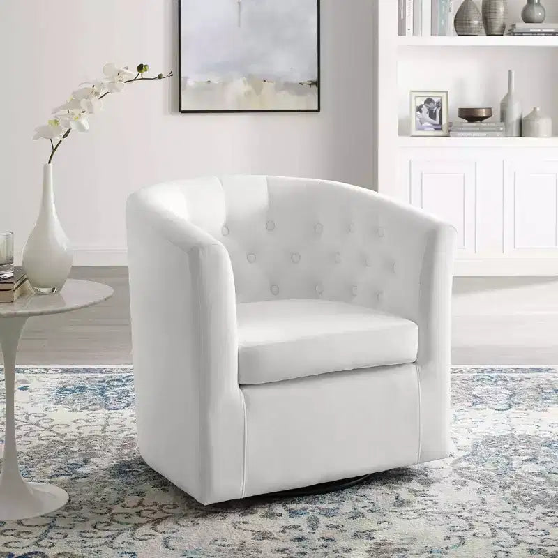 Fauteuil pivotant en velours capitonné Prospect