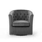 Fauteuil pivotant en velours capitonné Prospect