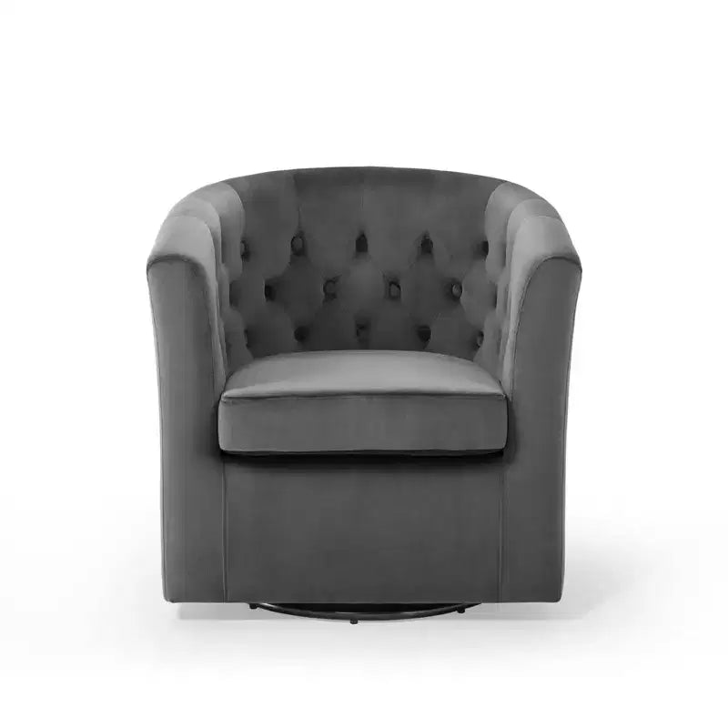 Fauteuil pivotant en velours capitonné Prospect