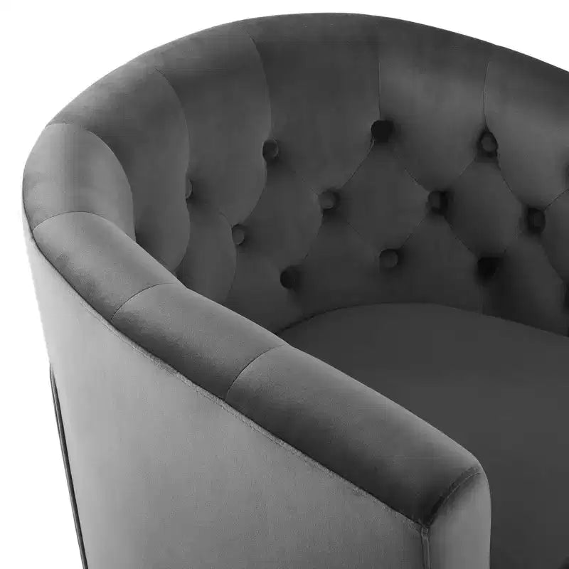 Fauteuil pivotant en velours capitonné Prospect