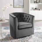 Fauteuil pivotant en velours capitonné Prospect