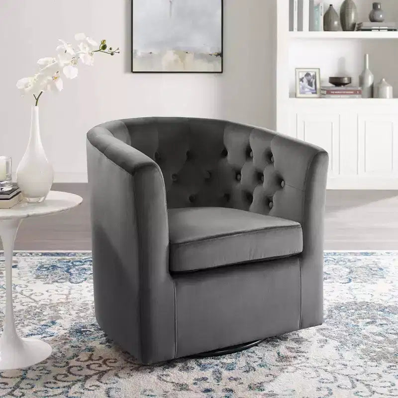 Fauteuil pivotant en velours capitonné Prospect