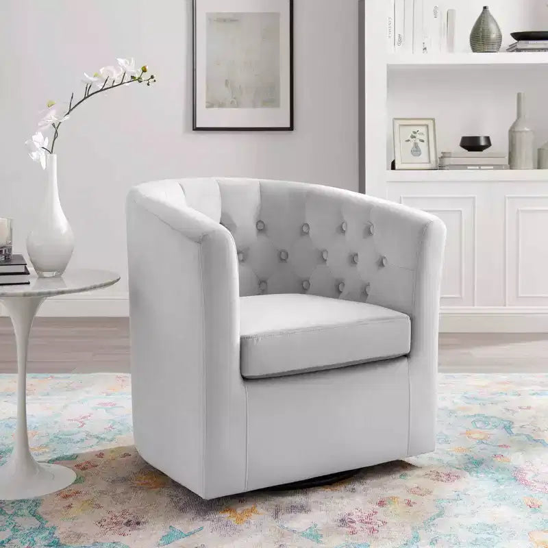 Fauteuil pivotant en velours capitonné Prospect