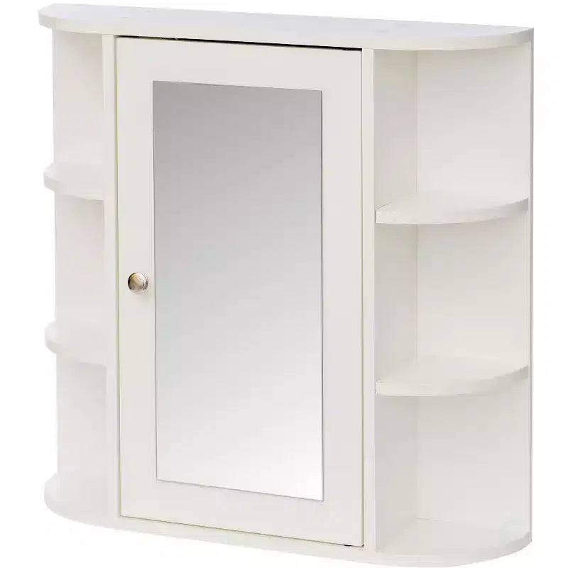 Armoire de salle de bain murale entièrement assemblée et prête à installer, avec miroir et étagères ouvertes