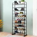 Étagère à chaussures 10 niveaux, range-chaussures peu encombrant avec cadre en métal, tour à chaussures