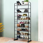 Étagère à chaussures 10 niveaux, range-chaussures peu encombrant avec cadre en métal, tour à chaussures