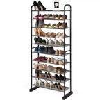 Étagère à chaussures 10 niveaux, range-chaussures peu encombrant avec cadre en métal, tour à chaussures