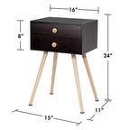 Table de chevet, table d'appoint pour canapé, table d'appoint avec 2 tiroirs, style moderne du milieu du siècle, espresso