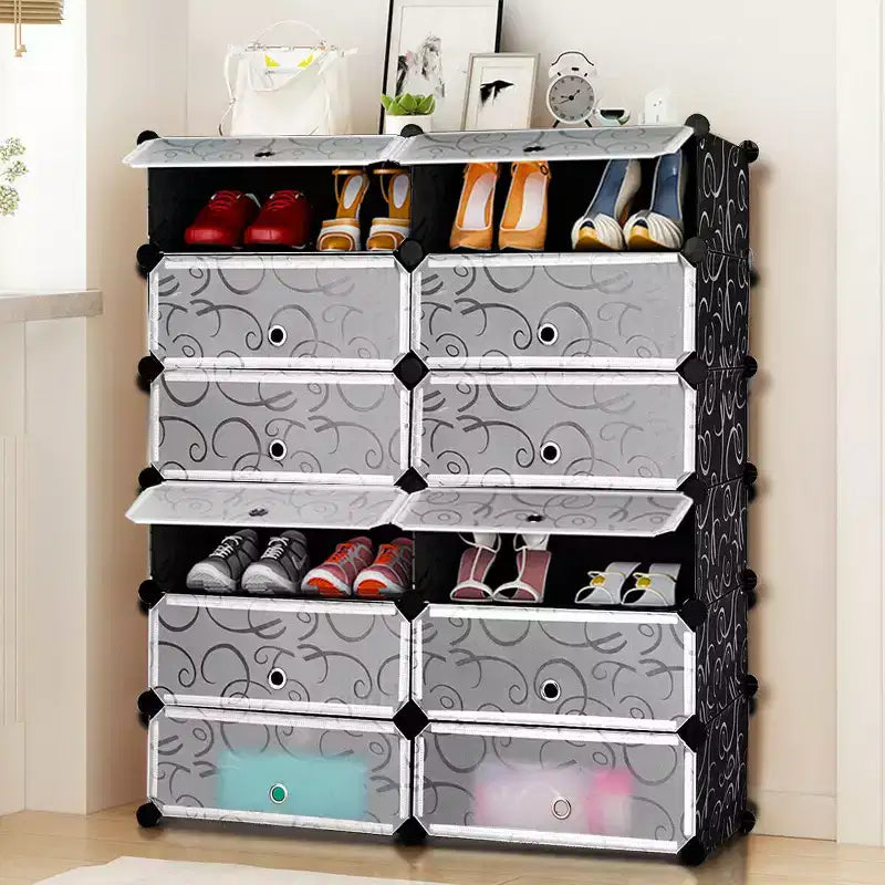 Étagère à chaussures portable 12 cubes Meuble de rangement Armoire de rangement Meuble de maison