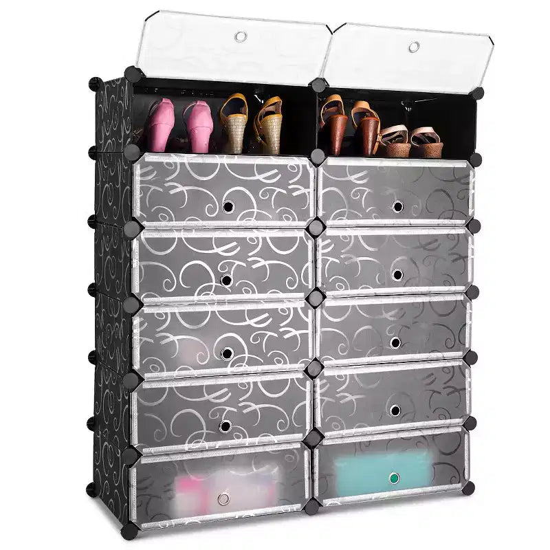 Étagère à chaussures portable 12 cubes Meuble de rangement Armoire de rangement Meuble de maison