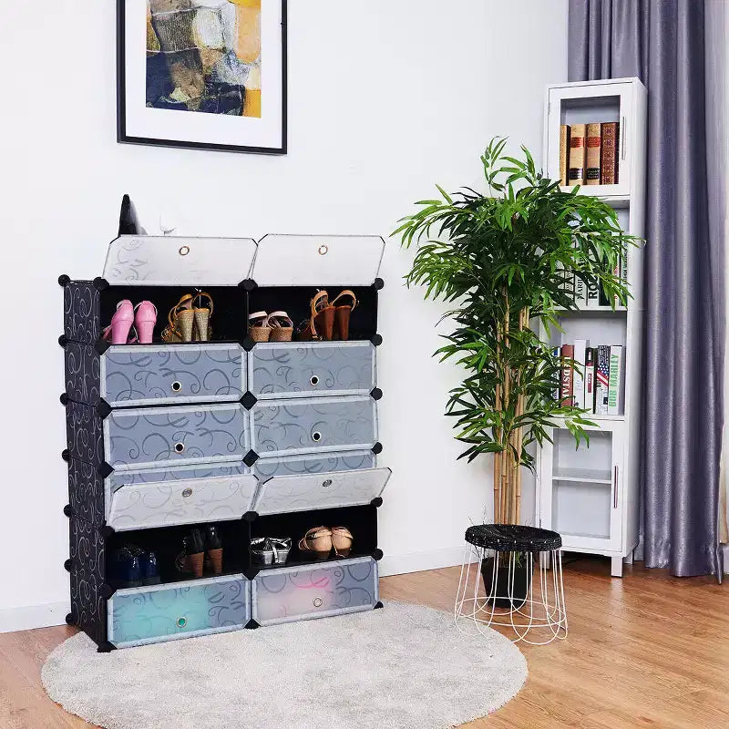 Étagère à chaussures portable 12 cubes Meuble de rangement Armoire de rangement Meuble de maison