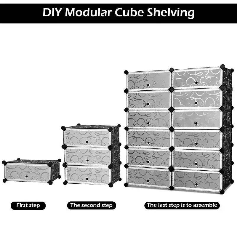 Étagère à chaussures portable 12 cubes Meuble de rangement Armoire de rangement Meuble de maison